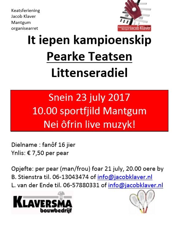 23 july Iepen Kampioenskip Pearke Teatsen 2017